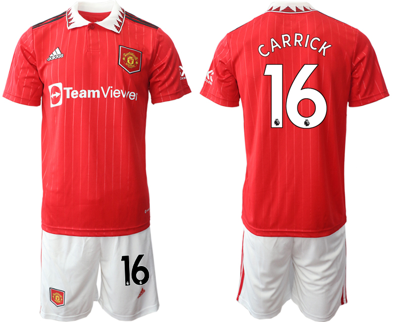 Men 2022-2023 Club Manchester United home Red #16 Adidas Soccer Jersey